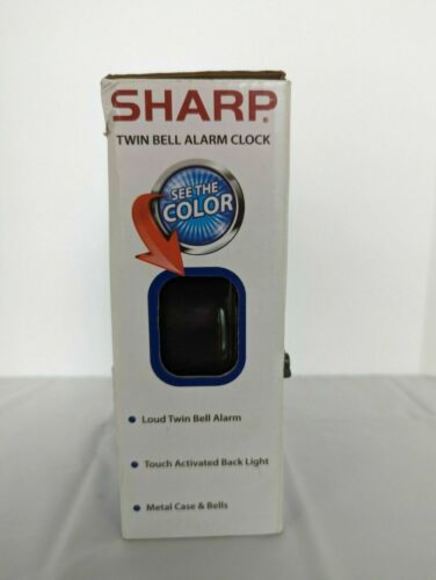 Sharp Black Twin Bell Alarm Clock for Heavy Sleepers Loud Bell Alarm NEW IN BOX - Picture 4 of 5